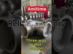 Klep Kontrol Tiga Cara Listrik Flange Baja Rinsing Ventilasi Klep Kupu-kupu