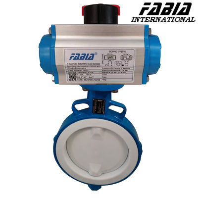Pn 16 Pneumatic Rubber Lining Butterfly Valve PTFE-Lined Butterfly Valve Ketahanan Korosi untuk Pengolahan Kimia