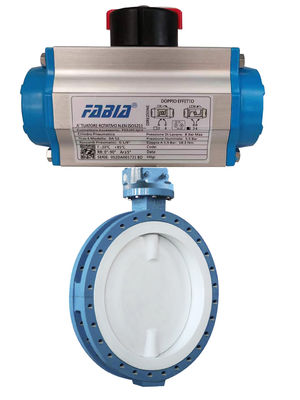 Katup Kupu-kupu Pneumatik Flanged Fluorine Lining