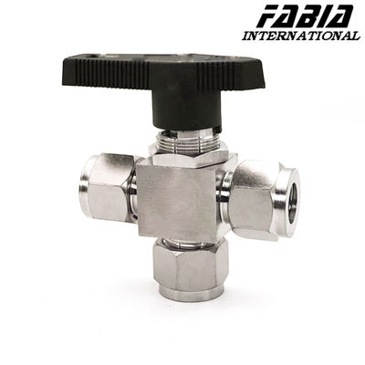 Air tekanan tinggi stainless steel 3 Way Ball Valve Manual Tipe T