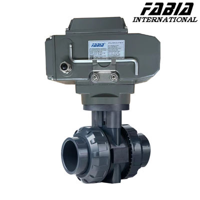 Ventil bola listrik PVC Soft Seal Industrial Untuk minyak gas Air Kimia