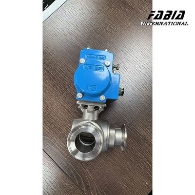 Katup Bola Tiga Arah Pneumatik Baja Tahan Karat Tipe L Untuk Pemasangan Cepat Ukuran KF50