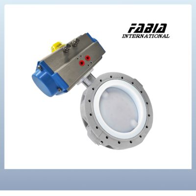 Produk katup berkualitas tinggi Katup Kupu-Kupu Clamp Berlapis Fluor Pneumatik Ujung Clamp