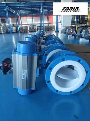 Pneumatic Fluorine Lining Flange Butterfly Valve Ekonomi dan efisien